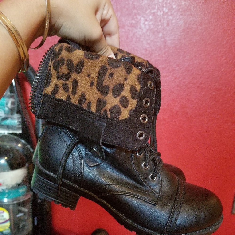 Black combat boots